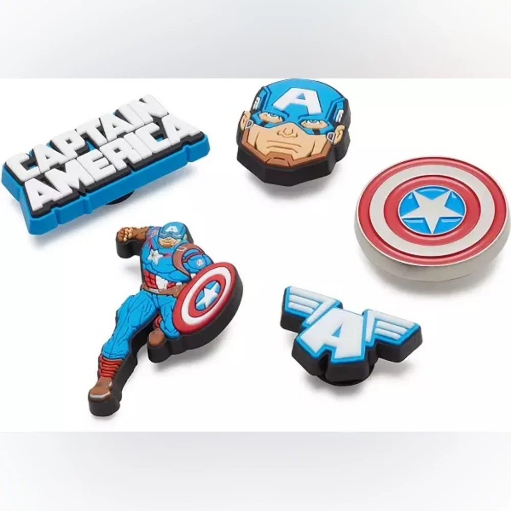 Crocs Jibbitz Marvel Captain America 5-Pack – Shoe Charms – Superhero Set – NWT